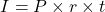 \begin{equation*}  I = P \times r \times t       \end{equation*}